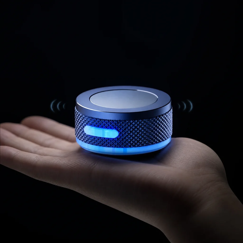 Speaker in a hand, only faint quiet sound